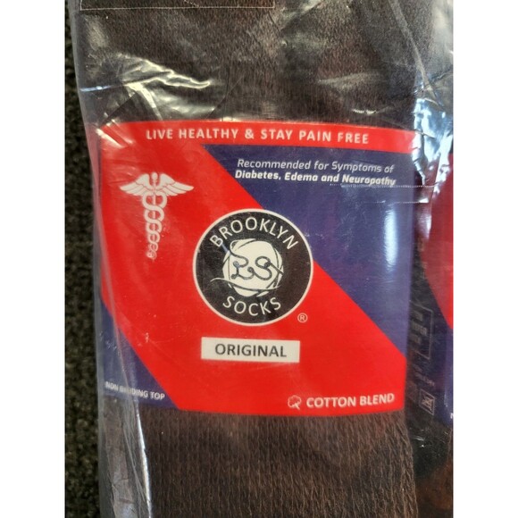 6 Pairs Brooklyn Over-The-Calf Diabetic Cotton Blend Socks with Non Binding Top - Picture 3 of 8